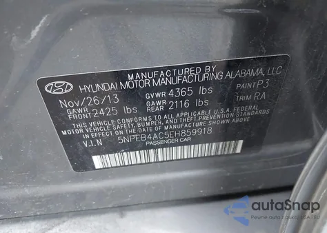 2014 Hyundai Sonata Gls from USA, damaged, VIN 5NPEB4AC5EH859918